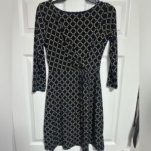 Gilli Louisa faux wrap navy gold Dress